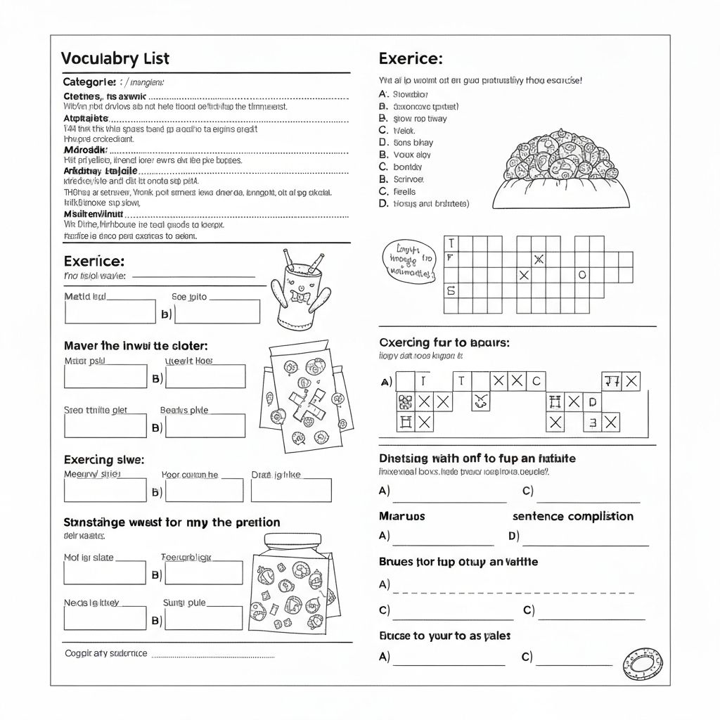 Restaurant Vocabulary Worksheet